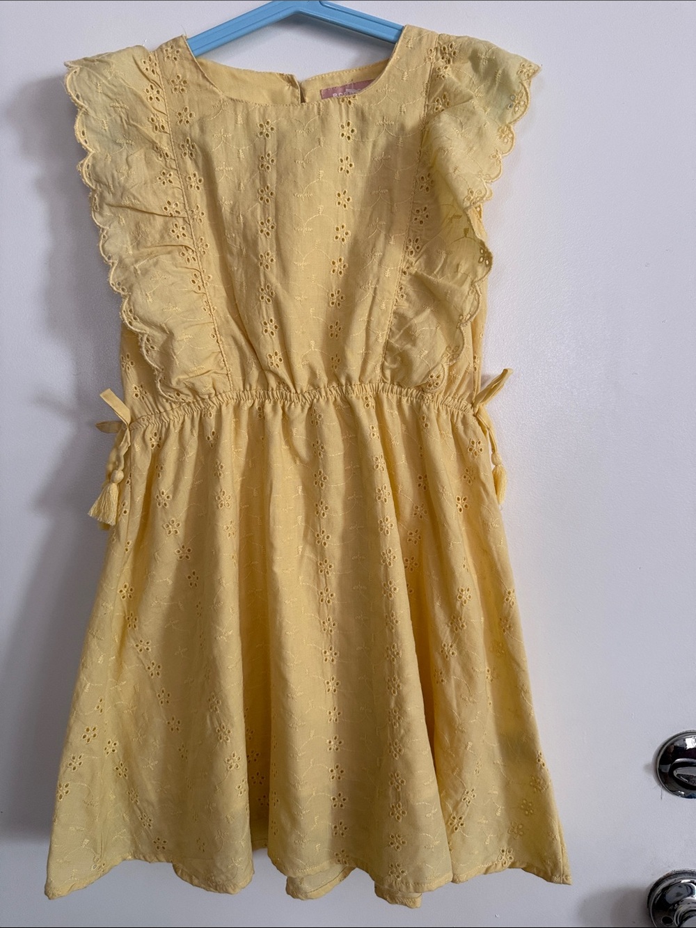 Girls' Yellow Eyelet Ruffle Dress
